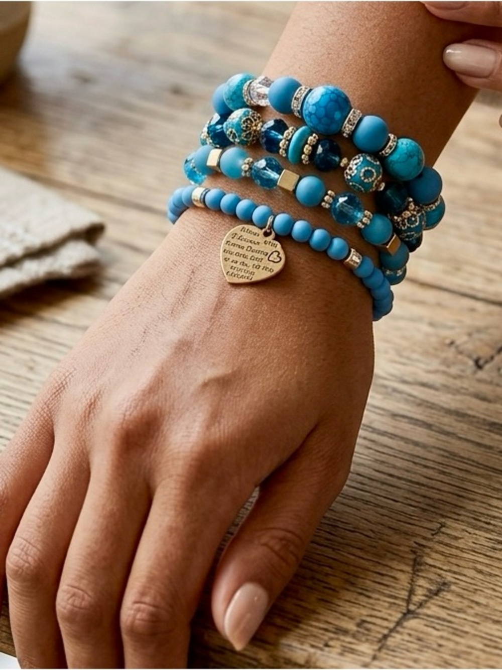 BEADED 4pc ASSORTED TURQUOISE BRACELETS